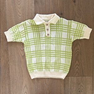 Fin & Vince Chartreuse Plaid Polo Sweater